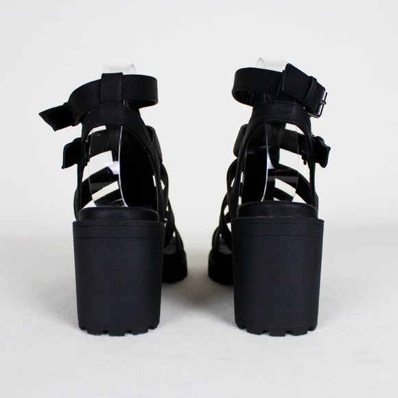 Dirty Laundry Fun Stuff Black Cage Chunky Heel Sandals - Picture 8 of 16